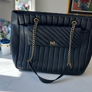 Henri Bendel classic Black  Quilted Tote with Gold Accents